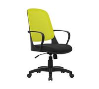 Dmora - Chaise à roulettes Coffs, Chaise de travail en maille avec accoudoirs, Siège de bureau ergonomique, 61x60h99/108 cm, Noir et Jaune