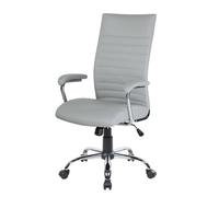 Dmora - Chaise à roulettes Geelong, fauteuil présidentiel avec accoudoirs, chaise de bureau ergonomique, 63x65h108/118 cm, gris