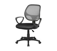 Dmora - Chaise à roulettes Geraldton, Chaise de Travail en Maille avec accoudoirs, Siège de Bureau Ergonomique, 56x57h88/100 cm, Noir et Gris