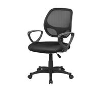 Dmora - Chaise à roulettes Geraldton, Chaise de Travail en Maille avec accoudoirs, Siège de Bureau Ergonomique, 56x57h88/100 cm, Noir