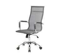 Dmora - Chaise à roulettes Rockhampton, Fauteuil de Direction avec accoudoirs, Chaise de Bureau Ergonomique, Gris, 63x54h106/116 cm