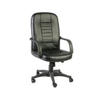 Dmora - Chaise à roulettes Shepparton, fauteuil de direction avec accoudoirs, chaise de bureau ergonomique, Noir, 56x59h104/114 cm