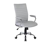 Dmora - Chaise à roulettes Wollongong, Fauteuil de Direction avec accoudoirs, Chaise de Bureau Ergonomique, 57x59h100/109 cm, Gris