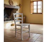 Dmora - Chaise classique en bois et éco-cuir, pour salle à manger, cuisine ou salon, Made in Italy, 41x43h87 cm, Couleur Blanc