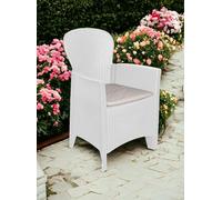 Dmora - Chaise d'extérieur Como, Siège de jardin, Fauteuil d'extérieur effet rotin, 100% Made in Italy, 59x57h85 cm, Blanc