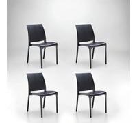 Dmora - Chaise d'extérieur Dventurin, Siège de Jardin, Fauteuil d'extérieur Polyvalent, Made in Italy, 54x46 h80 cm, Noir