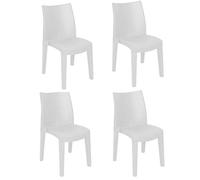 Dmora - Chaise d'extérieur Ravenna, Sièges de jardin, Chaise pour table à manger, Fauteuil d'extérieur effet rotin, 100% Made in Italy, 55x48h86 cm, Blanc