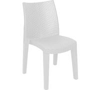 Dmora - Chaise d'extérieur Trieste, Siège de jardin, Chaise pour table à manger, Fauteuil d'extérieur effet rotin, 100% Made in Italy, 48x55h86 cm, Blanc