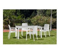Dmora - Chaise d'extérieur Viterbo, 54x61h82 cm, Blanc, Polypropylène