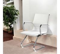 Dmora - Chaise Kurow, Sièges de Salle d'attente avec accoudoirs pour Bureaux, Siège d'attente Ergonomique, 62x54h89 cm, Blanc