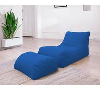 Dmora Chaise longue de salon moderne, Made in Italy, Fauteuil avec repose-pieds en nylon, Pouf rembourré pour chambre, 120x80h60 cm, Couleur bleu