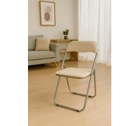 Dmora - Chaise Pliante Marbella, Chaise Peu encombrante, Chaise invité, Siège de réunion en Simili Cuir, 43x47h80 cm, Beige