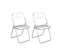 Dmora - Chaise Salamanca, Ensemble de six chaises pliantes, Siège de réunion peu encombrant, Fauteuil de salle d'attente, 43x47h78 cm, Blanc