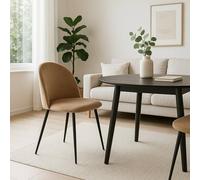 Dmora - Chaise Stinson, Fauteuil recouvert de Velours, Chaise de Salle à Manger rembourrée, Siège de réunion, 51x54h82 cm, Sable