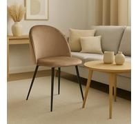 Dmora - Chaise Stinson, Fauteuil recouvert de Velours, Chaise de Salle à Manger rembourrée, Siège de réunion, 51x54h82 cm, Gris