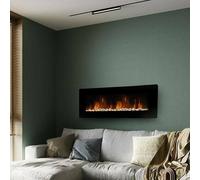 Dmora - Cheminée électrique Dtamburin, Poêle électrique, Foyer électrique Mural, Cheminée Moderne, Made in Italy, 11x127 h50 cm, Noir