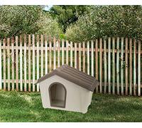 Dmora - Chenil Lovanio, Maison pour chiens ou chats, Chenil extérieur ou intérieur, 100% Made in Italy, Beige, 58x40h42 cm