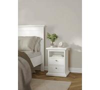 Dmora - Chevet Arielle, Commode Basse, Table de Nuit, Étagère de Chevet, 44x40 h59 cm, Blanc