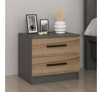 Dmora - Chevet Chort, Commode Basse, Table de Nuit, Étagère de Chevet, 50x47 h40 cm, Noyer et Noir