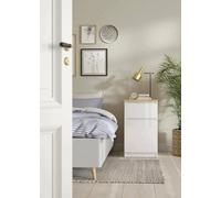 Dmora - Chevet Francoise, Commode Basse, Table de Nuit, Étagère de Chevet, 40x40 h70 cm, Blanc et Chêne Clair