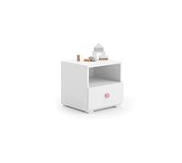 Dmora - Chevet Gdansk, Commode basse, Table de nuit, Étagère de chevet, 40x38 h41 cm, Blanc et rose