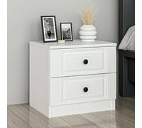 Dmora - Chevet Leonis, Commode Basse, Table de Nuit, Étagère de Chevet, 72x42 h77 cm, Blanc