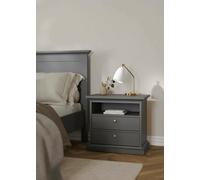 Dmora - Chevet Marion, Commode Basse, Table de Nuit, Étagère de Chevet, 63x40 h59 cm, Gris