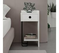 Dmora - Chevet Rasalas, Commode Basse, Table de Nuit, Étagère de Chevet, 32x30 h61 cm, Blanc