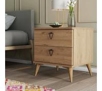 Dmora - Chevet Saphira, Commode Basse, Table de Nuit, Étagère de Chevet, 52x45 h55 cm, Chêne