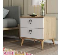 Dmora - Chevet Saphira, Commode Basse, Table de Nuit, Étagère de Chevet, 52x45 h55 cm, Chêne et Blanc