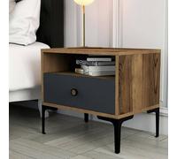 Dmora - Chevet Seraph, Commode Basse, Table de Nuit, Étagère de Chevet, 56x40h51 cm, Noyer et Anthracite