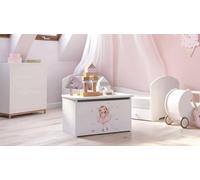 Dmora - Coffre Bialystok, Conteneur Polyvalent, Coffre Polyvalent, Boîte de Rangement, 40x42 h73 cm, Blanc avec fée