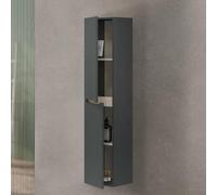 Dmora - Colonne de Salle de Bain Williamsburg, Élément Mural de Salle de Bain Suspendu avec 2 Portes, Armoire Haute, 31x26h135 cm, Anthracite et Chêne