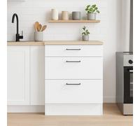 Dmora - Commode 3 tiroirs Cuggiono, Commode de Cuisine, Module de Rangement avec tiroirs, Base avec tiroirs extractibles, 60x60 h90 cm, Blanc et Chêne