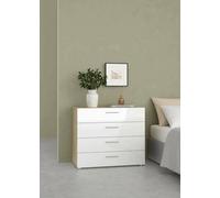 Dmora - Commode Marinette, Commode Polyvalente, Commode de Chambre, Meuble avec tiroirs, 80x40 h68 cm, Chêne et Blanc Brillant