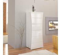 Dmora - Commode Michele, Commode 6 tiroirs, Commode de chambre, 100% Made in Italy, 50x40h122 cm, Blanc brillant
