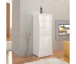 Dmora - Commode Michele, Commode 6 tiroirs, Commode de chambre, 100% Made in Italy, 50x40h122 cm, Blanc brillant