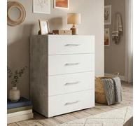 Dmora - Commode Primula, Commode 4 tiroirs pour la chambre, Bureau polyvalent ou meuble d'étude, 60x41h87 cm, Ciment et Blanc