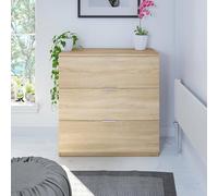 Dmora - Commode Whittier, Commode de Chambre à Coucher, Septet avec 3 tiroirs, 77x38h80 cm, Chêne