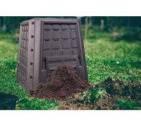 Dmora Composteur en polypropylène, conteneur de déchets organiques, biocomposteur 380L, 100% Made in Italy, 80x80h82 cm, couleur noire