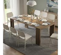 Dmora Console extensible Ficarolo 90 x 186 x 78 (h) cm, marron noyer, extensible, 8 places, mécanisme d'extension à encastrer, fabriquée en Italie