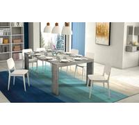 Dmora - Console extensible Glicine, Table à manger extensible, Console polyvalente avec rallonges, 100% Made in Italy, 186x80h76 cm, Ciment