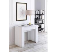 Dmora - Console Extensible Maclodio, Transformable en Table à Manger, Gain de Place et Extensible jusqu'à 237 cm, 90-237x76,6x90 cm, Effet Bois Blanc