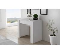 Dmora - Console Extensible Maclodio, Transformable en Table à Manger, Gain de Place et Extensible jusqu'à 237 cm, 90-237x76,6x90 cm, Blanc