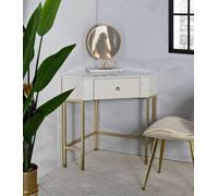 Dmora - Console Juruena, Table Polyvalente, Armoire de Rangement, Bureau du Couloir, 85x60 h77 cm, Blanc et Or