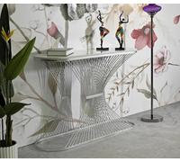 Dmora - Console RioDoce, Table Polyvalente, Armoire de Rangement, Bureau du Couloir, 120x35 h79 cm, Argent