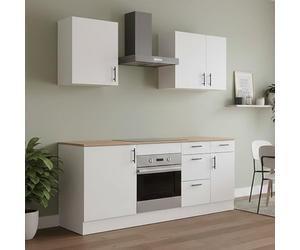 Dmora - Cuisine complète Carona, Composition Cuisine Moderne, Set Cuisine modulable, Solution Cuisine Fonctionnelle, Blanc et Chêne