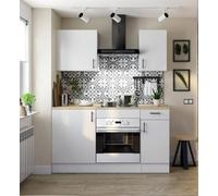 Dmora - Cuisine complète Fascia, Composition Cuisine Moderne, Set Cuisine modulable, Solution Cuisine Fonctionnelle, Blanc et Chêne