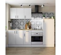 Dmora - Cuisine complète Picenze, Composition Cuisine Moderne, Set Cuisine modulable, Solution Cuisine Fonctionnelle, Blanc et Chêne