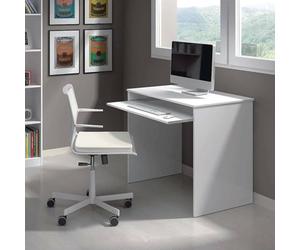 Dmora - Dayton Desk, Bureau avec étagère, Table d'étude pour PC pour bureau ou chambre, Table d'étude, 90x54h79 cm, Blanc